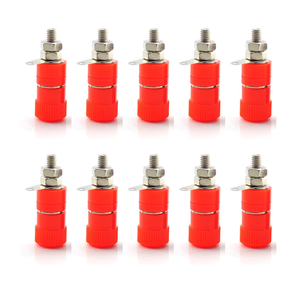 10pcs 4mm Banana Plugs Posting Connector Splice Terminals For Amplifier Speaker Audio Jack Adapter DIY Red and Black Q1