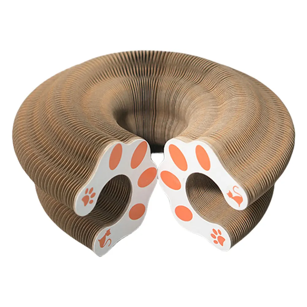 Magic Organ Cat Scratching Board Cat Grinding Claw Scratching Board Foldable Round Corrugated Cats Interactive Toys Pet Supplies