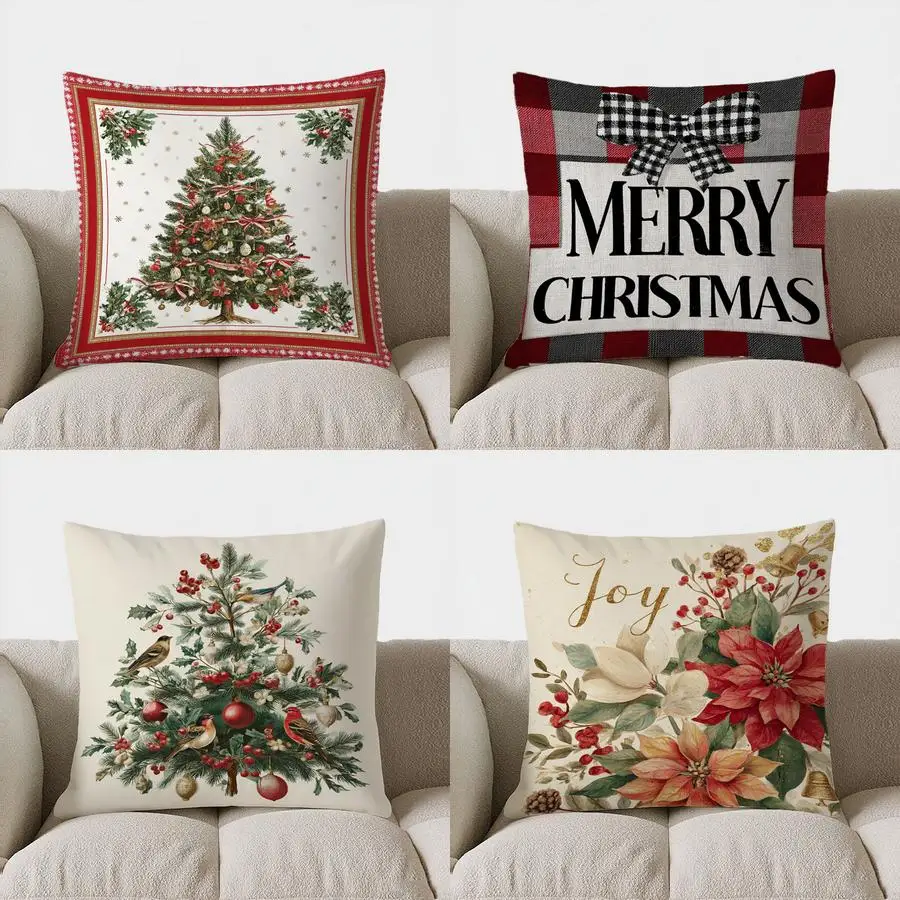Основание для декоративной спинки, árbol de Navidad con estampado de felpa corto para decorative de sofá de sala de estar, funda