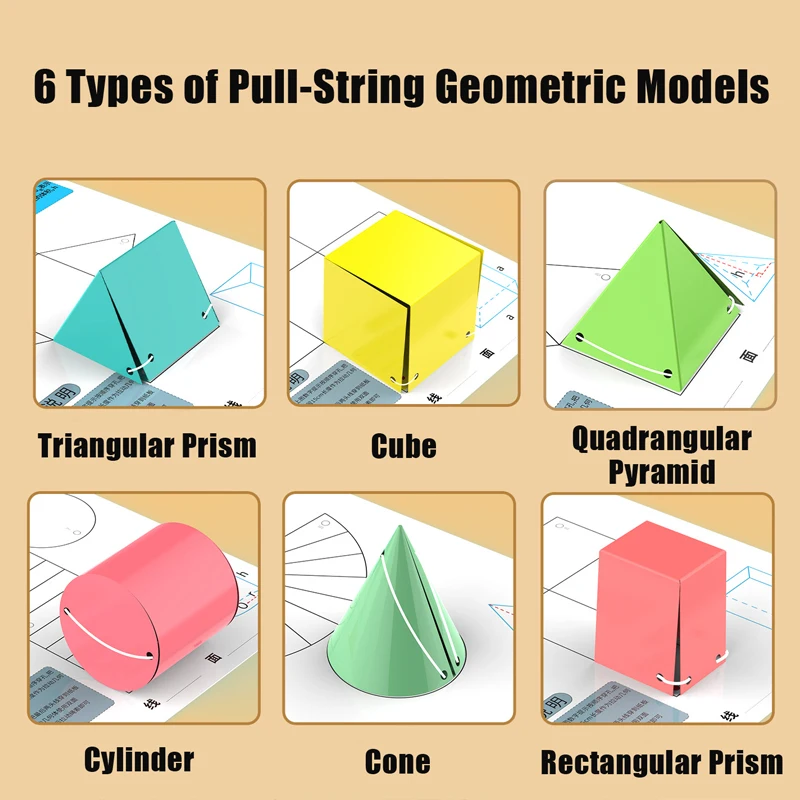 6Pcs Rope Pulling Geometry Models Set For Students Math Learning To Demonstrate Various Shape Changes Teaching Aid