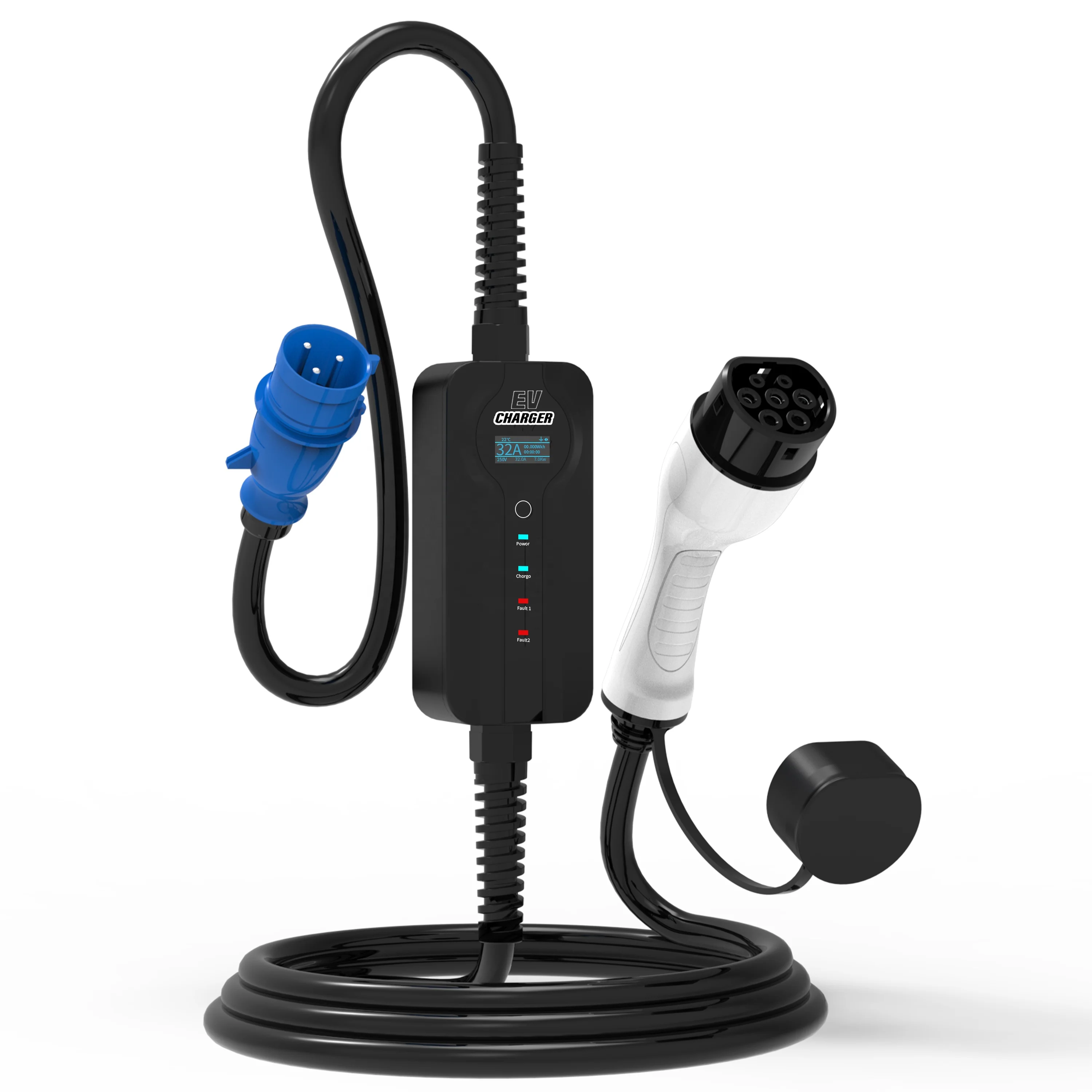 Portable Ev Charger 32A Type 2 Cee Plug - Портативное зарядное устройство для электромобилей 2-го