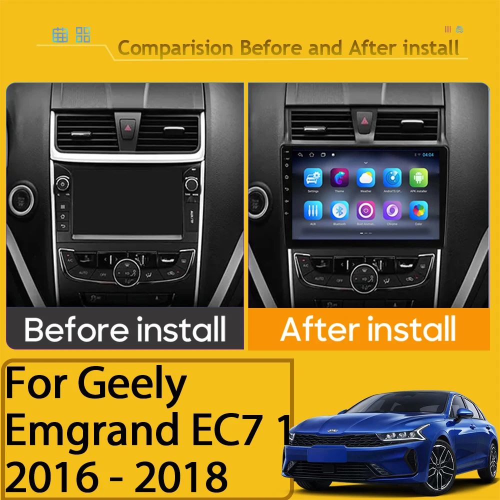 CarPlay Android 13 For Geely Emgrand EC7 1 2016 - 2018 Player Head Unit Car Radio Screen Stereo GPS Video Navigation Auto CPU