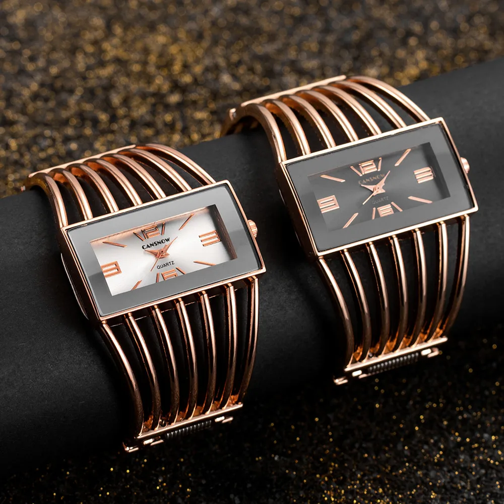 Fashion Women Bangle Watches Top Brand Luxury Rose Gold Stainless Steel Square Quartz Watch Elegant Ladies Bracelet reloj mujer