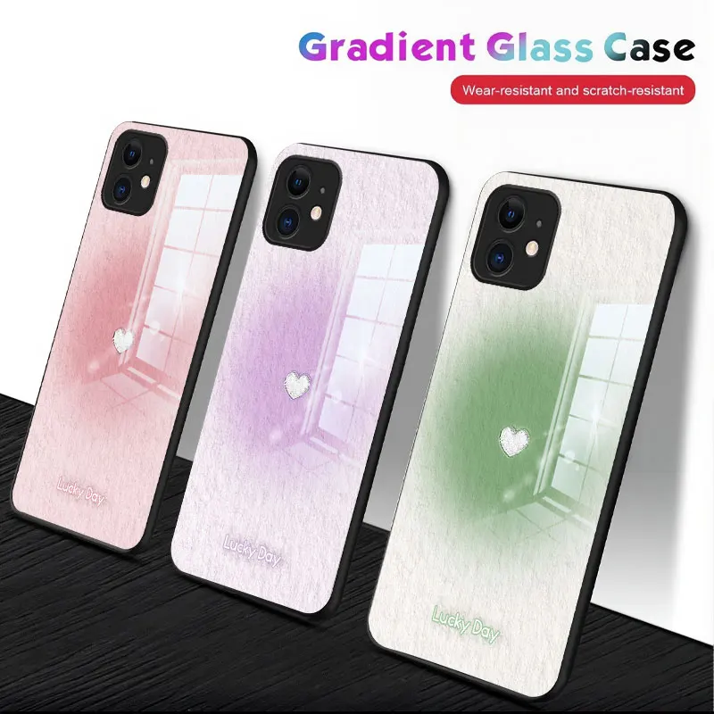 

Heart Gradient iPhone11 The phone case HD Clarity 11Pro Edge Protection 11ProMax Ultra-Thin Oil-Resistant Shockproof