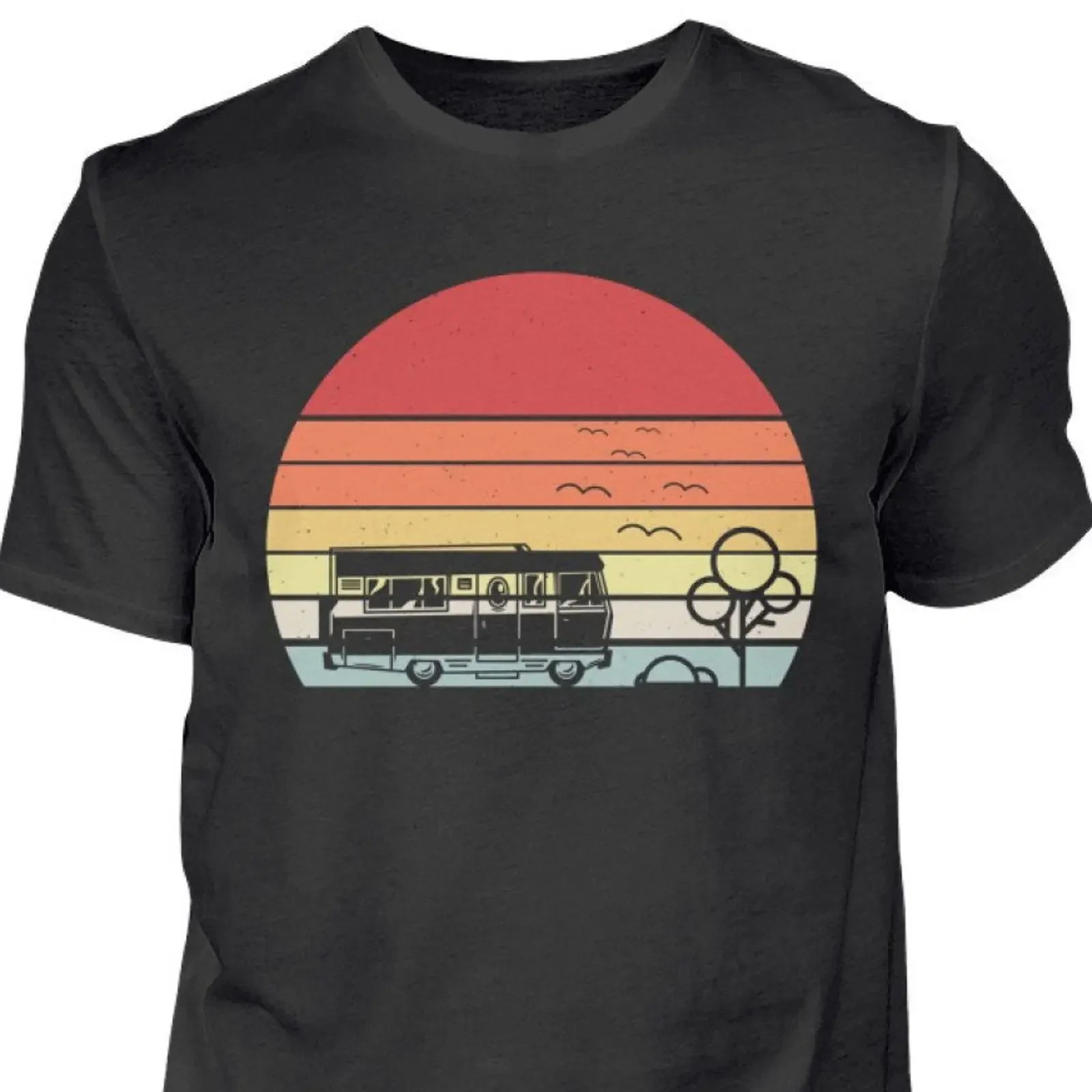Motorhome Retro T Shirt Camping Trekking Idea Caravan Cotton Vintage vintage Washed designer clothes Casual Soft