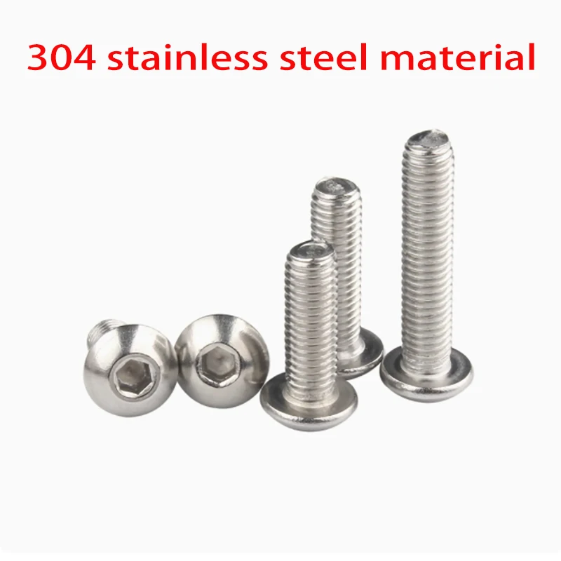 M2  M2.5 M3 M4  A2 304 Stainless Steel Hex Hexagon Socket Allen Half Round Button Flange Head