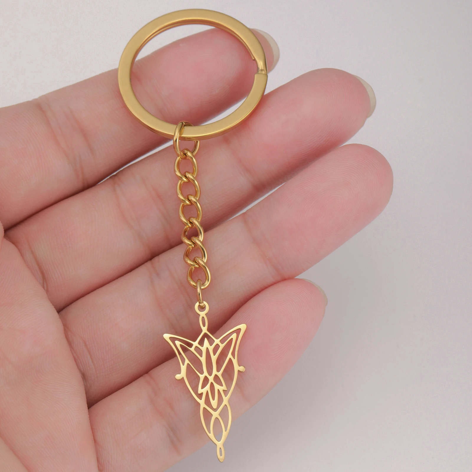 El Señor de los Anillos: colgante de joyería de princesa elfo llavero de acero inoxidable llavero de moda para hombres y mujeres regalo de cumpleaños nuevo