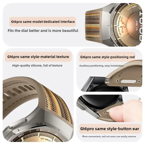 Imagen 2 del producto Correa de nailon de silicona para Huawei Smart Watch GT6 Pro, repuesto Original de 46mm, correa de liberación rápida para Huawei GT6 Pro, accesorios