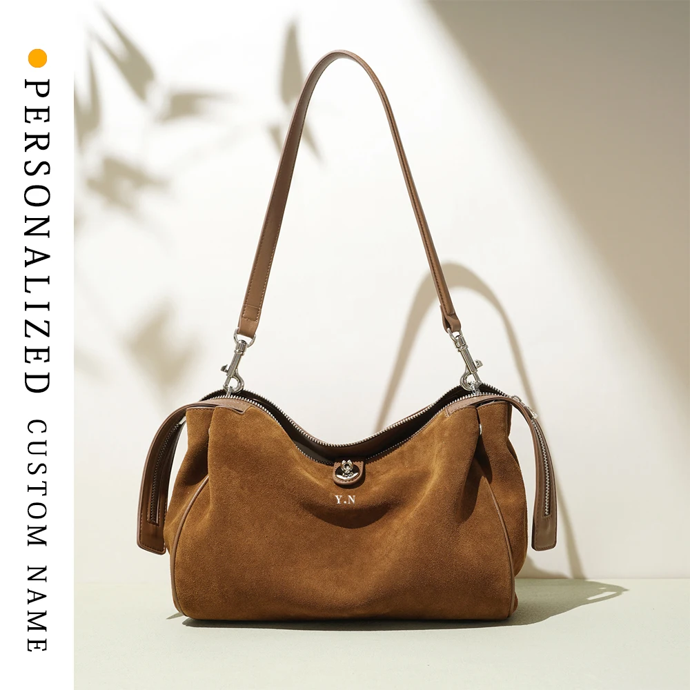 

Women's new beef two-layer suede leather fashion crossbody bag luxury niche designer women's high-quality temperament shoulder