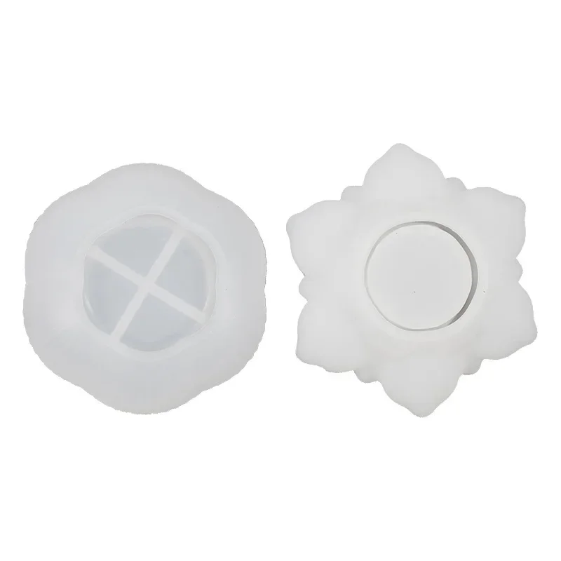 Diy Silicone Resin Mold Candle Holder Candlestick Making Epoxy Casting Custom Lotus Flower Mold Eco-Friendly Tray