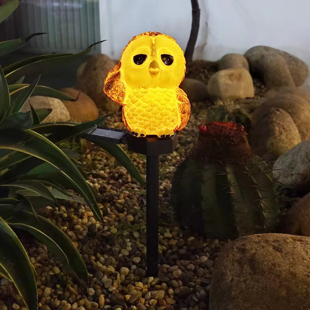 Owl Solar Decorative Garden Stake Lighting Waterproof Cute Animal Outdoor Figurine Lights Ornament Statue Decor for Pathway