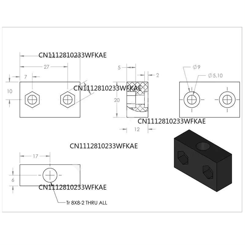 2pcs4Pcs T8 Acme Nut Block for 8mm Lead Screw Openbuilds Screw Nut Seat POM Trapezoidal Metric Pitch 2mm 4mm 8mm for CNC Parts