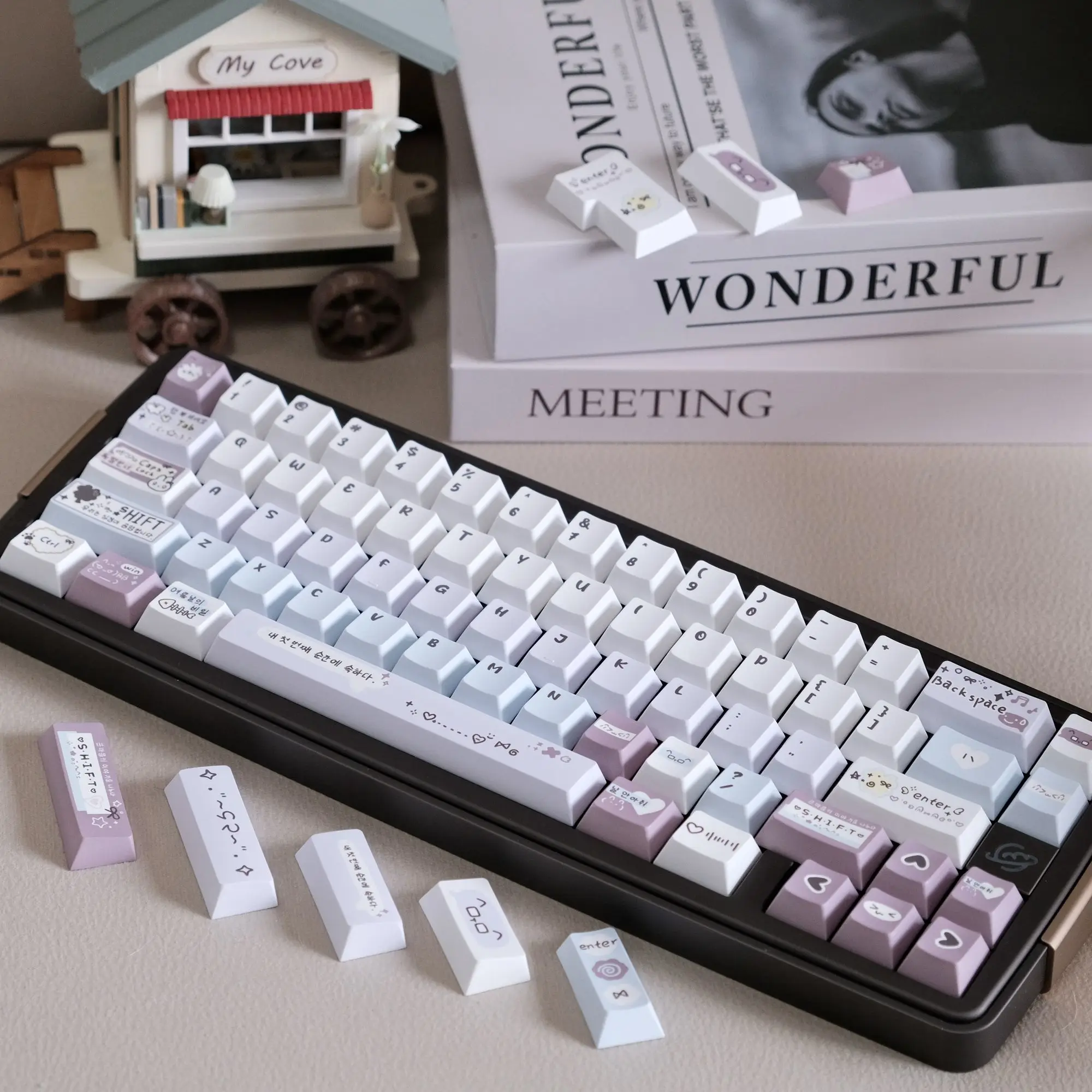

Original collage sticker keycap Original height PBT material Five-sided sublimation keycap 132 keys
