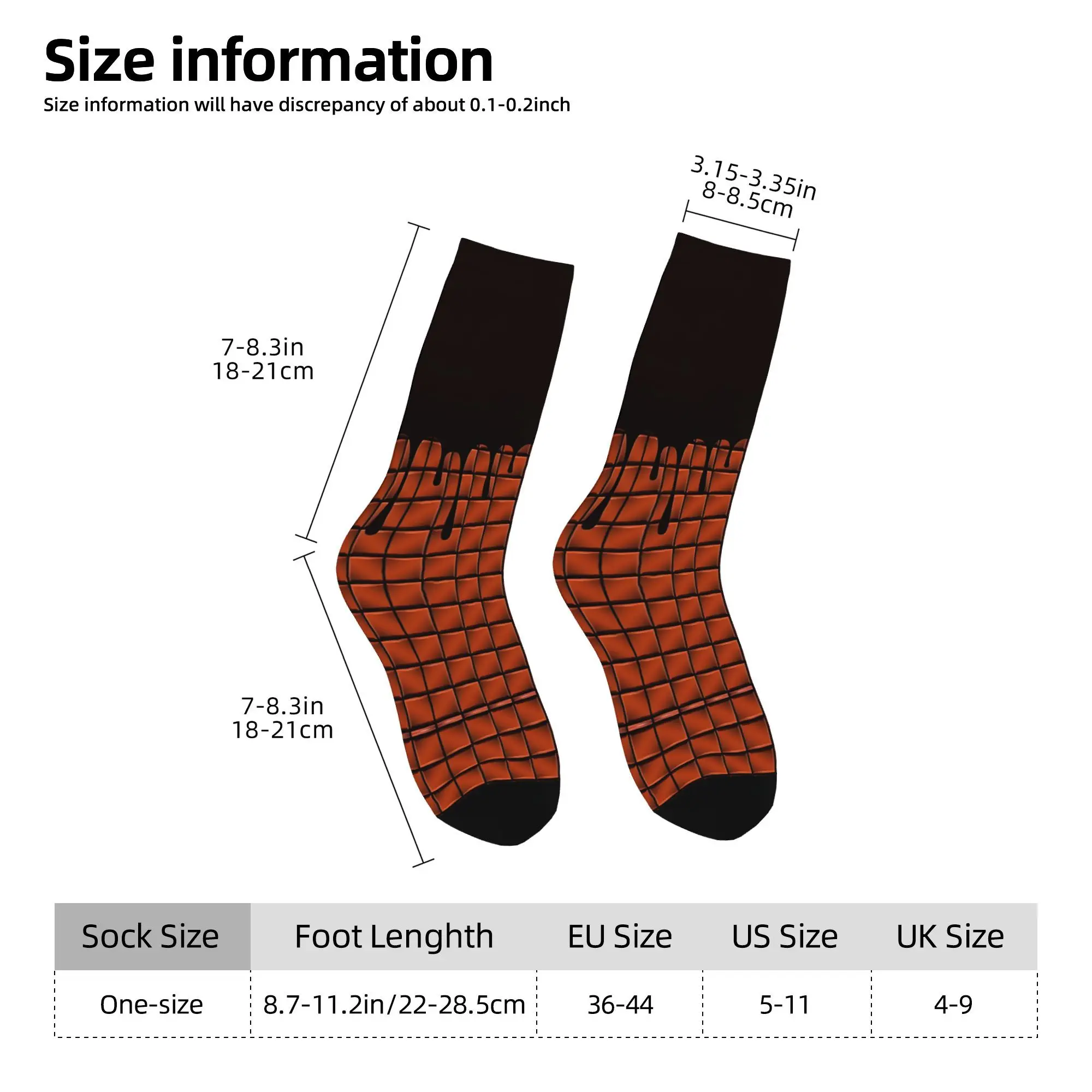 1pc Dripping Chocolate Printed Men's Socks  Novelty Hip Hop Harajuku Pattern Crew Sock Casual Gift