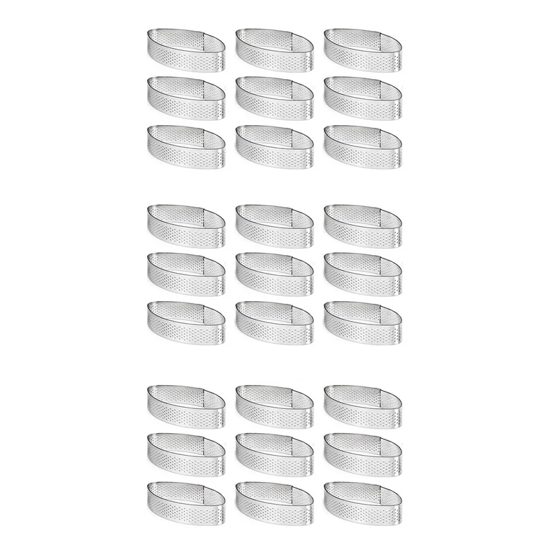 

LICE-27 Pack Stainless Steel Tart Ring, Heat-Resistant Perforated Cake Mousse Ring Cake Mousse Molds Circle Cutter Pie Ring