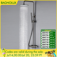 Thermostat Shower Set Mixer Tap Valve Bathroom Thermostatic Faucet Wall Mount Arm Diverter With Handheld Spray & Rain Head