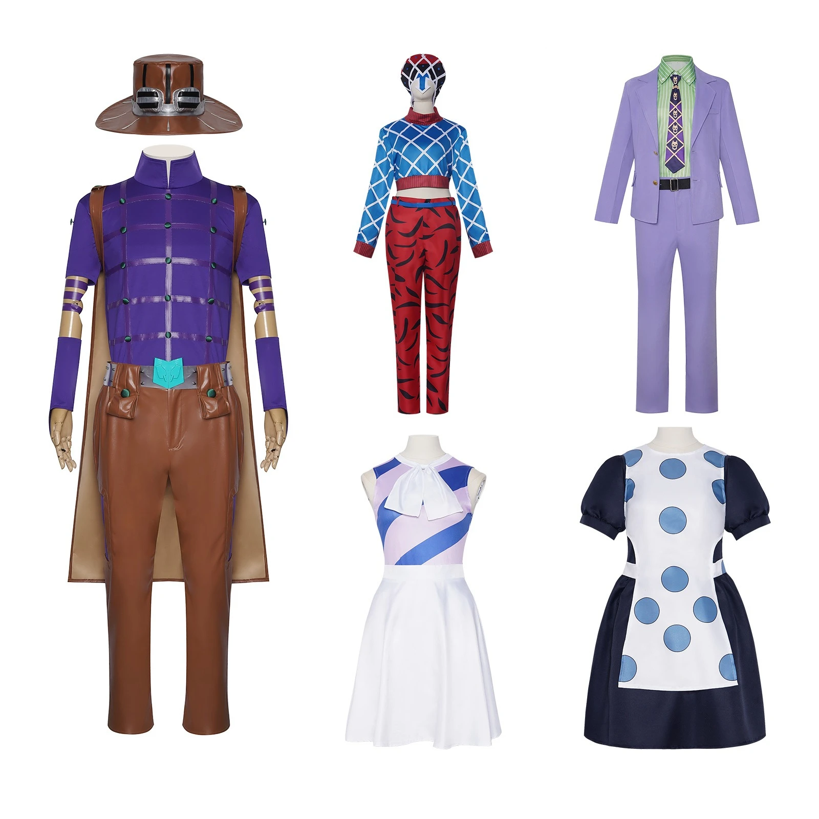 

Japanese Anime Cosplay Costume Gyro Zeppeli Full Set with Hat Unisex Comic-Con Dress Up Suit Halloween Party Performance Uniform