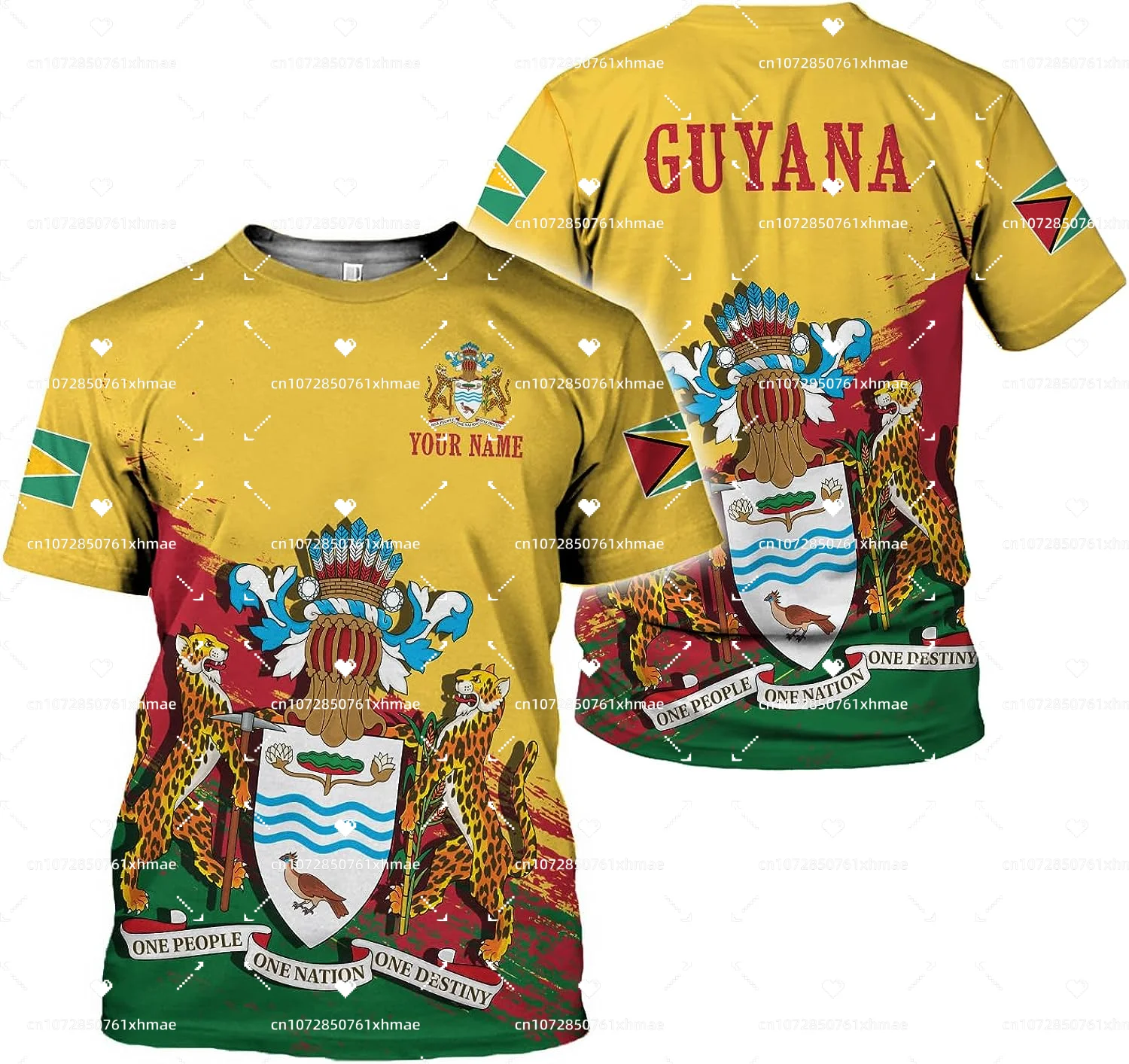 Camiseta personalizada con la bandera de Guyana en 3D, con la bandera de Guyana de Guyana, para hombres y mujeres