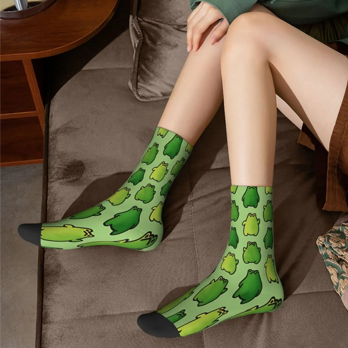 Trio Doodle Frog Socks Male Mens Women Autumn Stockings Polyester