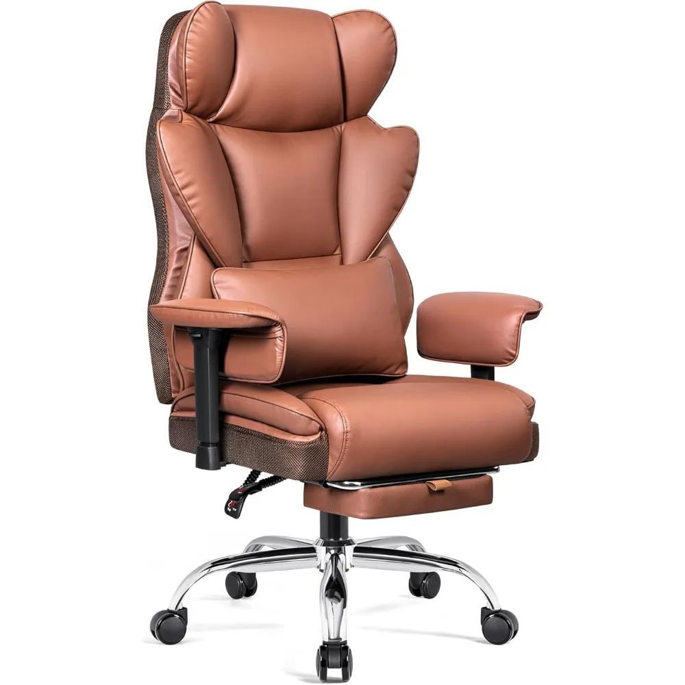 

Home Office Desk Chair 500Lb, Comfy Ergonomic Office Chairs with Footrest, PU Leather Office Desk Chairs for Heavy People