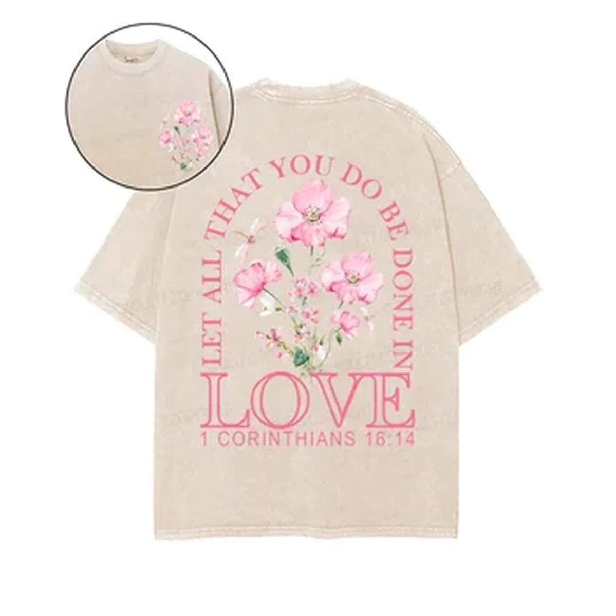 Gothic Flower Printed T-shirt Y2k Washed Oversized T Shirt Summer Short Sleeve O-Neck Cotton Tees Tops Men Women Clothing