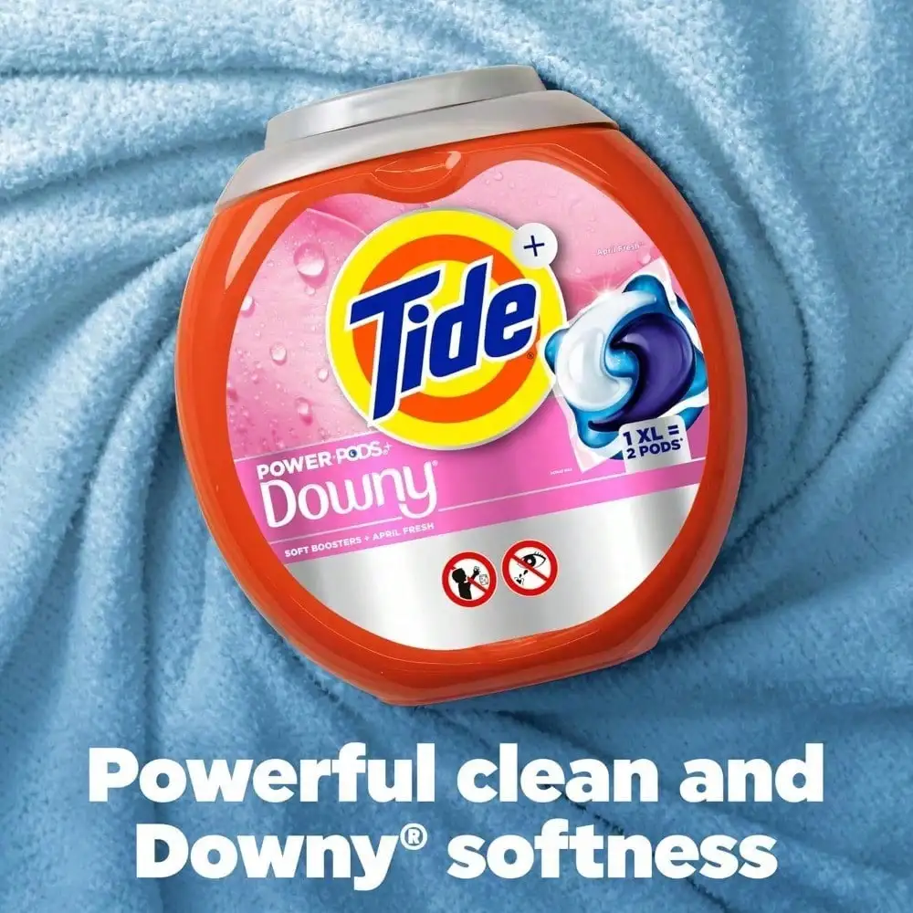 Power PODs + Downy 3-In-1 Laundry Pods: April Fresh, Deep Clean, Soften, Stain & Odor Remove, HE Compatible, Mess-Free