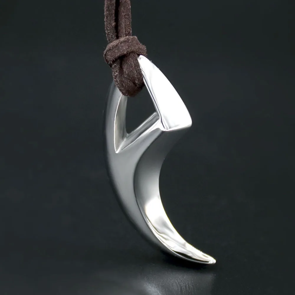 Stainless Steel Viking Wolf Tooth Pendant Necklace Men Women Norse Wolf Tooth Spiked Leather Rope Necklace Jewelry Wholesale
