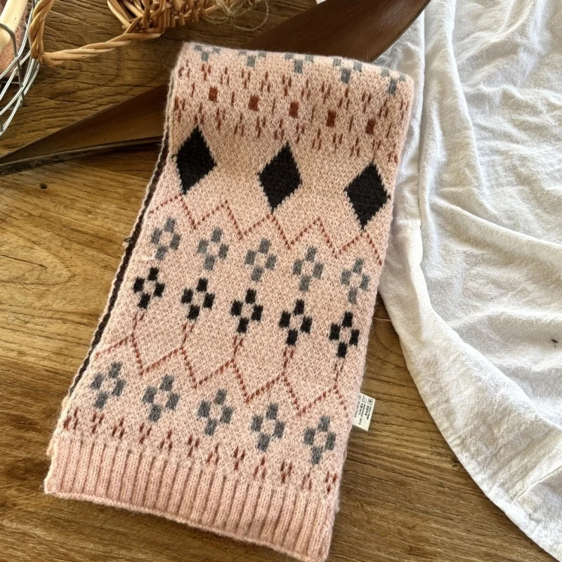 Bufanda de punto suave para niños, 8 estilos, rosa Pastel, pompón de conejo 3D texturizado, accesorio cálido de invierno para niñas pequeñas