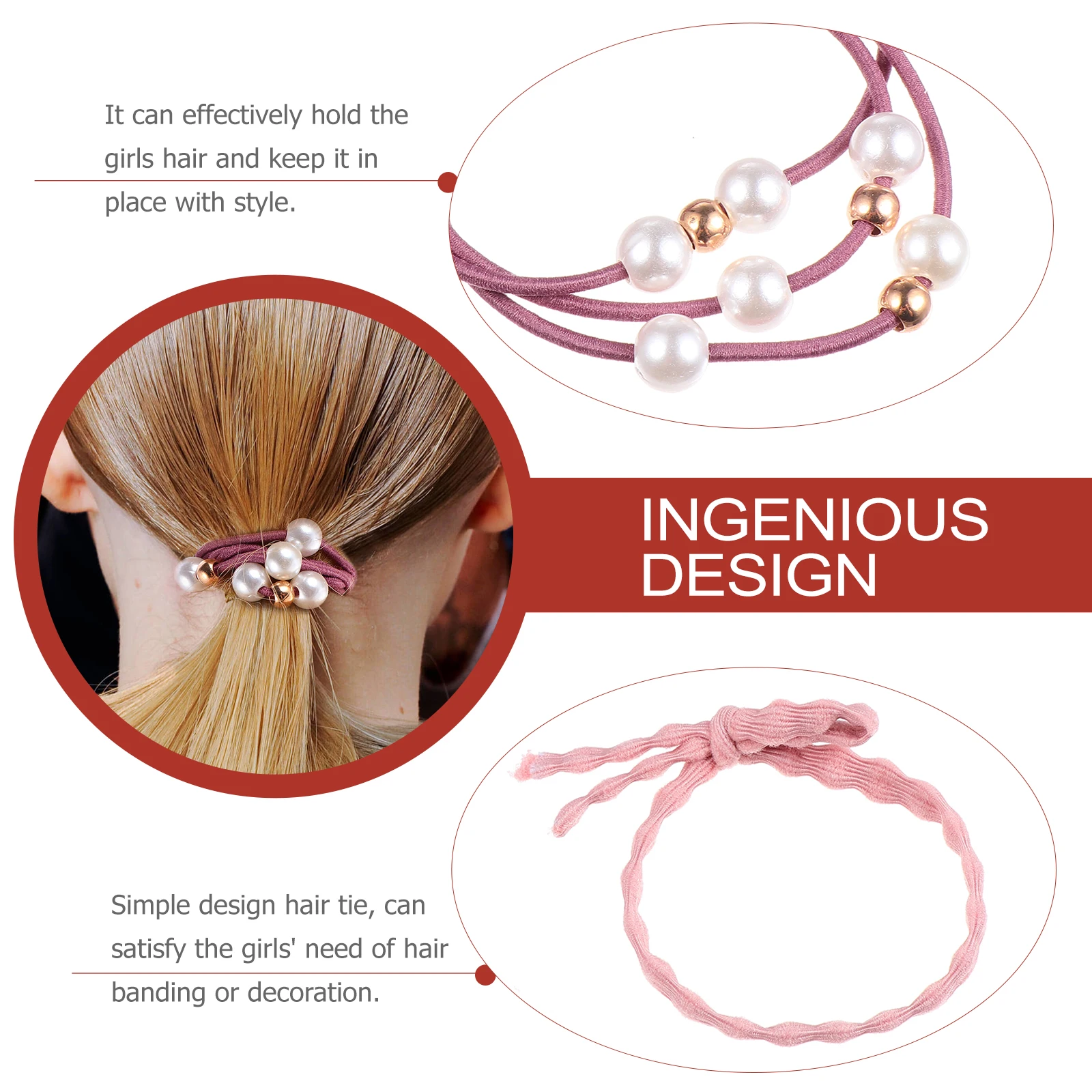 

Beading Rope Tie Ribbon Fabric Pearl Tie Ponytail Holder Scrunchies Hair Ring Girls Hair B Everyday Wear Simple Design