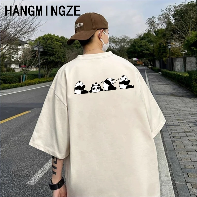 Men Oversized T-Shirt Clothing Hip Hop Panda Street Print T Shirt Casual Cotton 2024 Summer Short Sleeve Women T-Shirts Tees Top