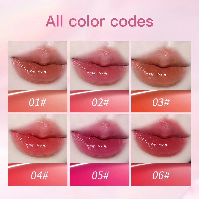 Life Girls 6 สี Mirror Water Lip Jelly Moisturizing สีติดทนนาน Lip Glaze แต่งหน้าลิปกลอส
