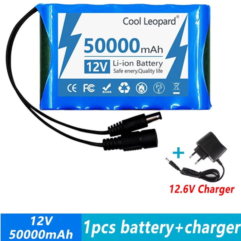 

Portable 3S2P 12V 50000mah Rechargeable Li-Ion Battery, For LED Lamp Light Backup Powe Etc toy car outdoor audio + Charger
