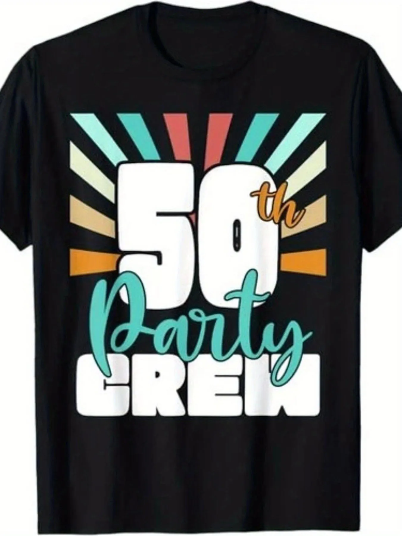

50th Birthday Party Crew Funny 50 Year Old Birthday T-Shirt - Retro Vintage Graphic Tee with 50 Number Design, Unisex Crew Neck