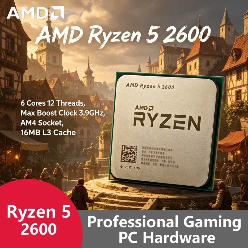 AMD Ryzen 5 2600 Unlocked Tray OEM CPU,6C12T,3.4GHz Base/3.9GHz Boost,16MB Cache,65W Low Power AM4 Desktop Gaming Processor