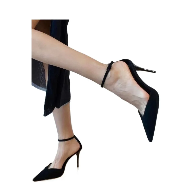 Nuovo stile Sexy scarpe a punta da donna décolleté tacchi alti sottili fibbia alla caviglia décolleté da donna sandali da pista da sposa scarpe da