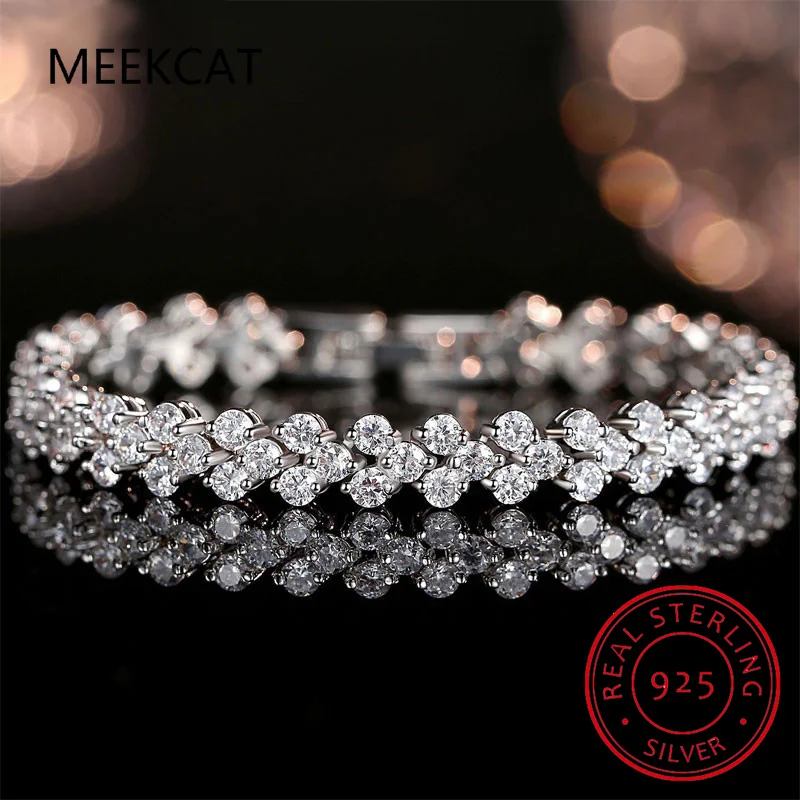 

1.5mm Real Moissanite Tennis Bracelet for Women 925 Sterling Sliver 18k White Gold Plated Moissanite Diamond Bracelets Jewelry