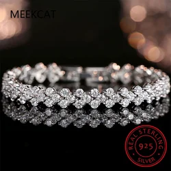 14K White Gold Roman Lab Moissanite Diamond Bracelet Engagement Wedding bangles Bracelets for women Bridal Jewelry