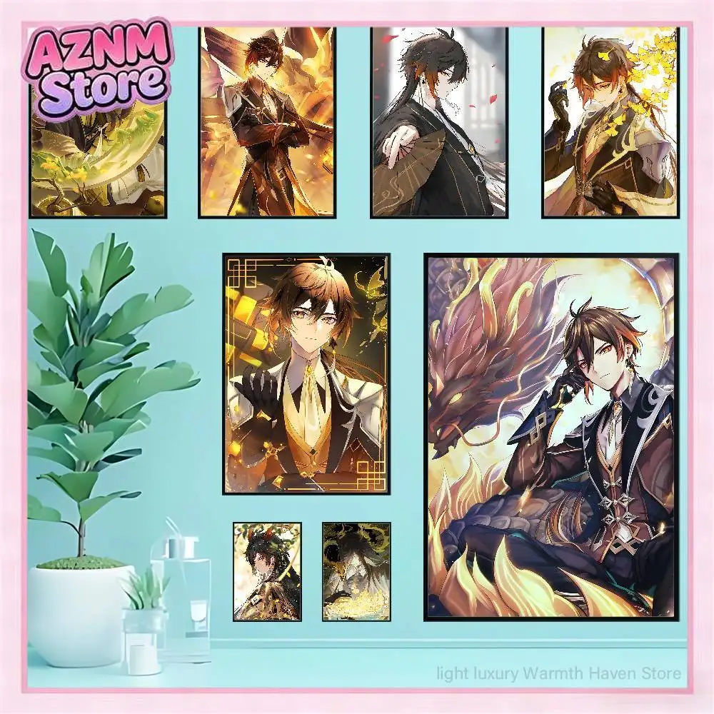 Zhongli G-Genshin Impact Anime Wall Art Canvas Painting Poster For Living Room Home Decor Decoration Picture