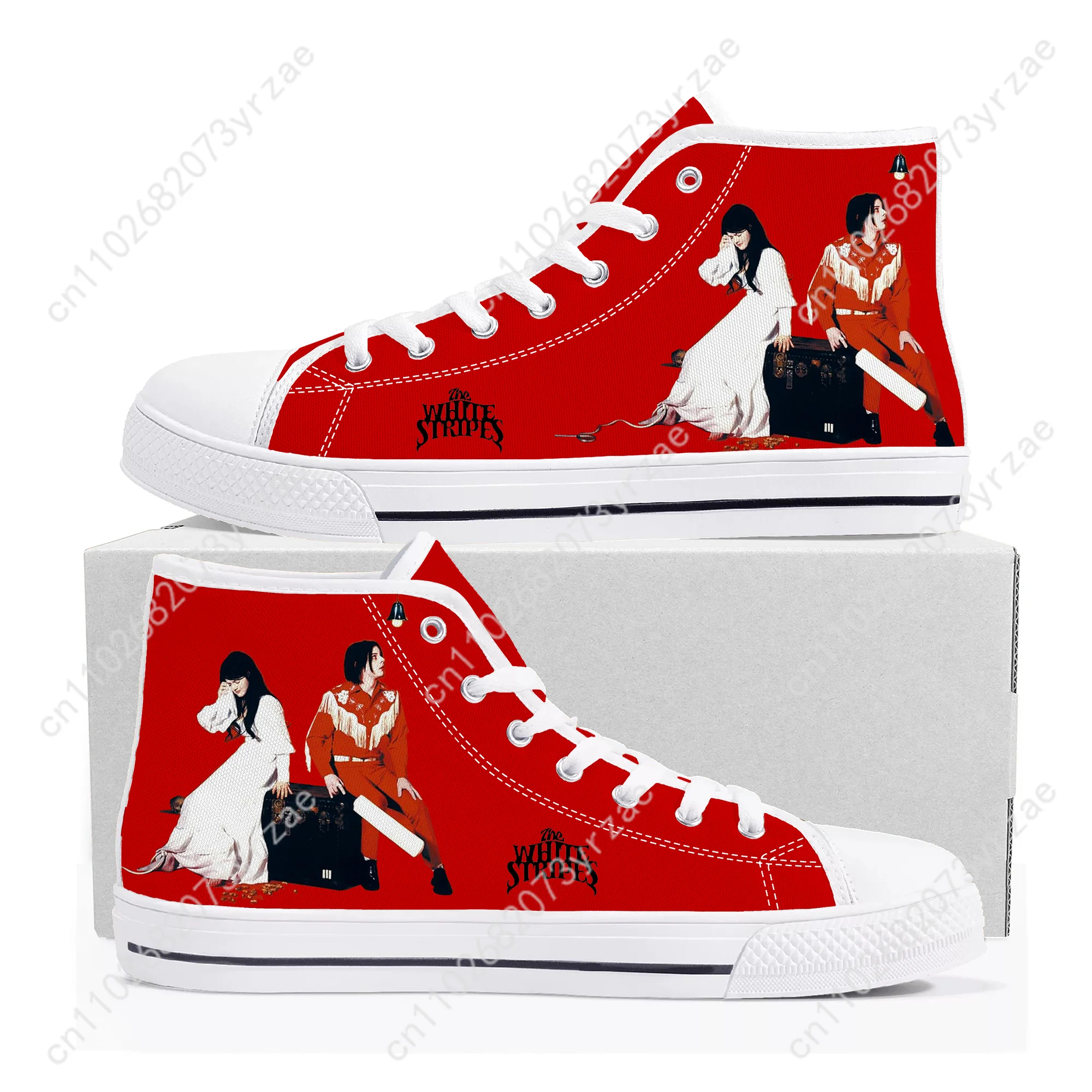 The White Stripes High Top High Quality Sneakers Mens Womens Teenager Canvas Sneaker Casual Fashion Patterns Shoe Custom Shoes