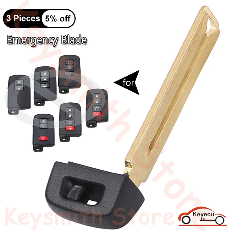 

KEYECU Uncut Insert Emergency Key Blade for Toyota Camry Corolla Avalon RAV4 Land Cruiser Auto Smart Remote Key Fob HYQ14FBA