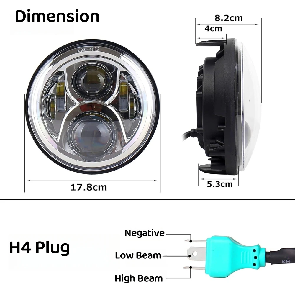 7 Inch Headlight LED Hornet 250 Headlight Hi/Lo Beam for Honda VTR250 X4 CB400sf NC39 NC42 CB750 Zephyr 400