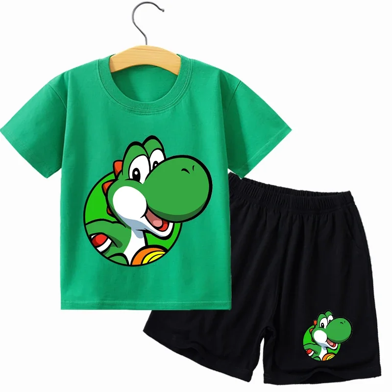 سوبر ماريوس الاطفال رياضية الزي الطفل تي شيرت السراويل الملابس مجموعة صبي فتاة الصيف الكرتون أنيمي القطن تيز 2 قطعة ملابس الطفل