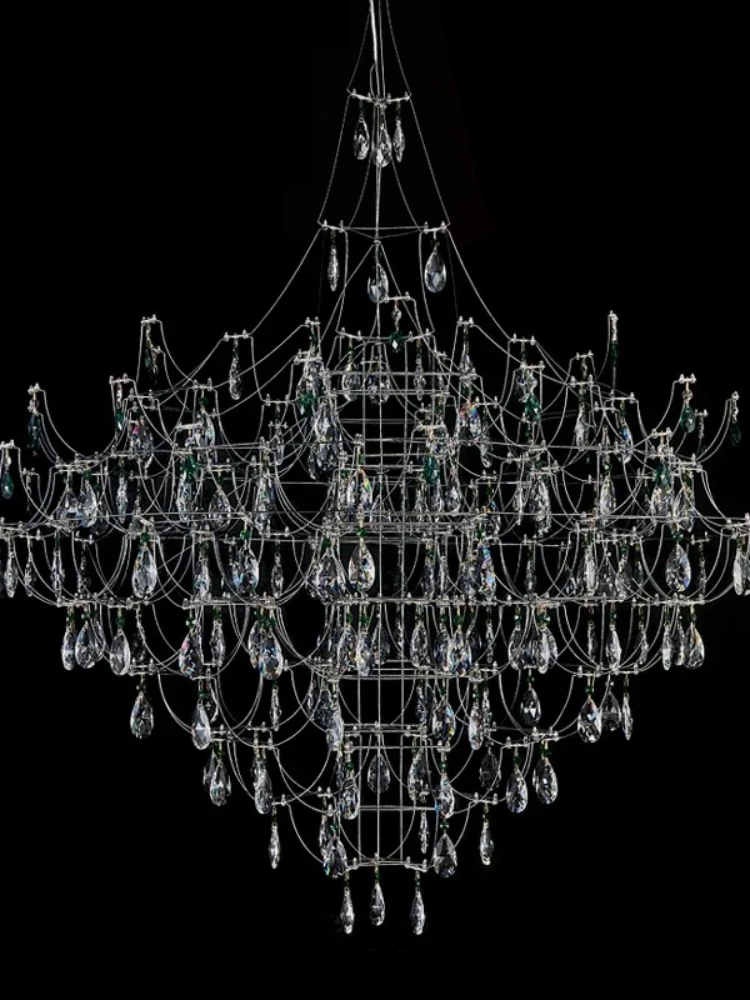 Moderno céu estrelado firefly lustre villa duplex escada pendurado sala de estar lustre cristal