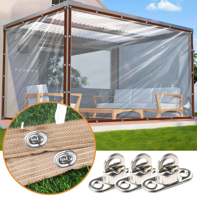 

Прозрачный брезентовый занавес для патио, уличный прозрачный брезент с поворотными замками, съемный ветрозащитный экран для террасы, балкона