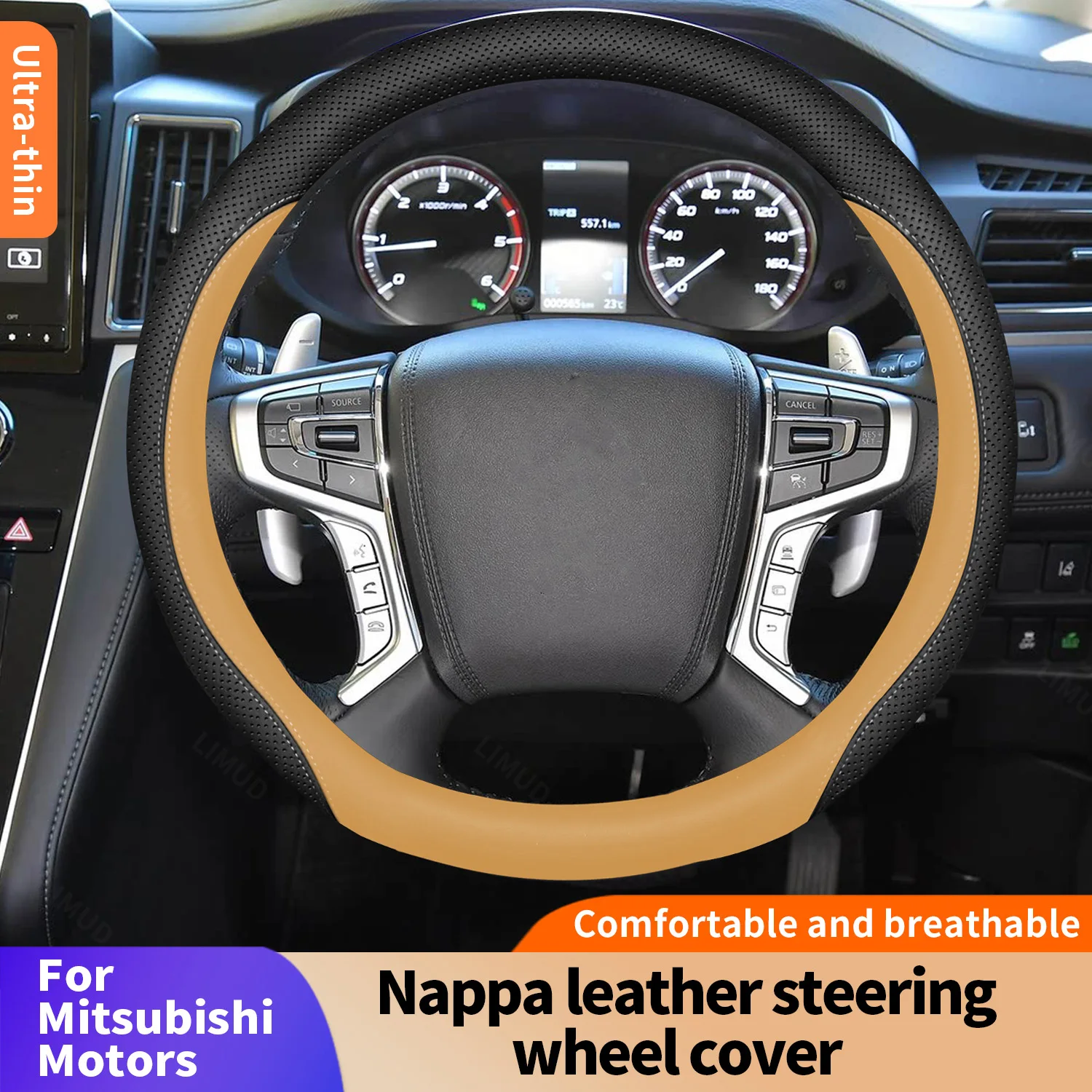 

For Mitsubishi Motors Eclipse Cross Outlander Airtrek ASX car steering wheel cover Nappa leather easy to install automotive