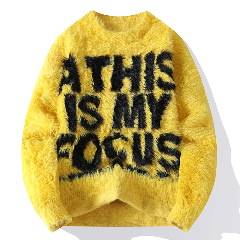 가을 겨울 니트웨어 스웨터 남성 캐주얼 아메리칸 하이 스트리트 트렌드 남성 니트 스웨터 두꺼운 풀오버