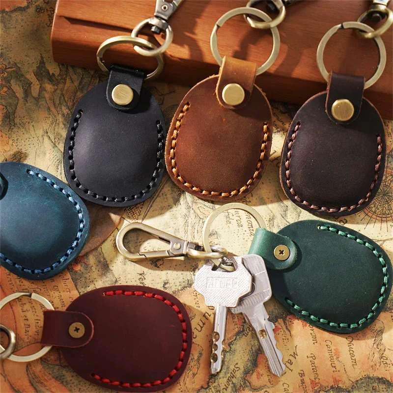 

For Airtags Protective Case Retro High Quality PU Leather Keychain for Apple Anti-lost Tracker Locator Device Accessories