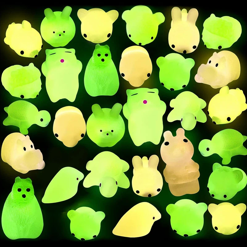 Mochi Squishy Animals Glow In The Dark Sensory Fidget Stress Relief ADHD Autism Anxiety Therapy Kids Toys Funny Gifts