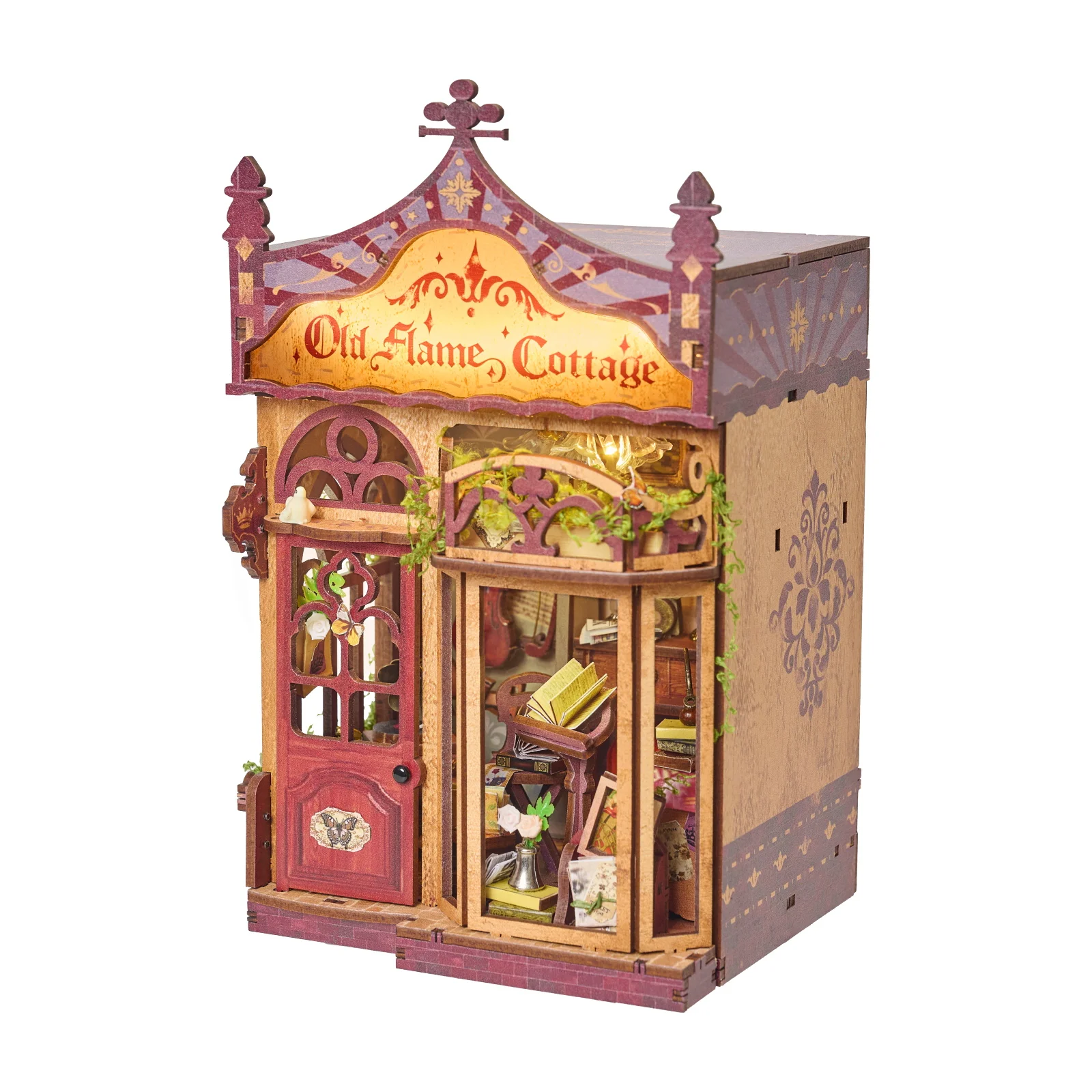 DIY 木製ミニチュアモデルキットオールドフレームコテージドールハウス 3D パズルドールハウス家具ライト付き友人の誕生日プレゼント用