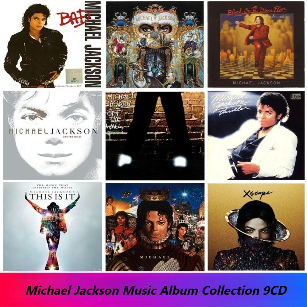 

Полная коллекция студийных альбомов Майкла Джексона на 9 CD: культовые треки в стиле поп, R&B и дэнс-поп для фанатов и коллекционеров музыки